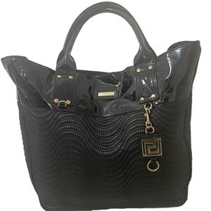 Versace Perfume Large Tote Bag Black Patent Trim